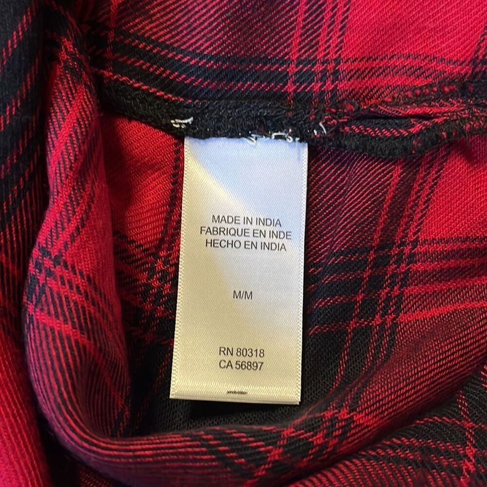 Lucky Brand Red Plaid Button Long Sleeve Shirt Size Medium - Picture 8 of 10